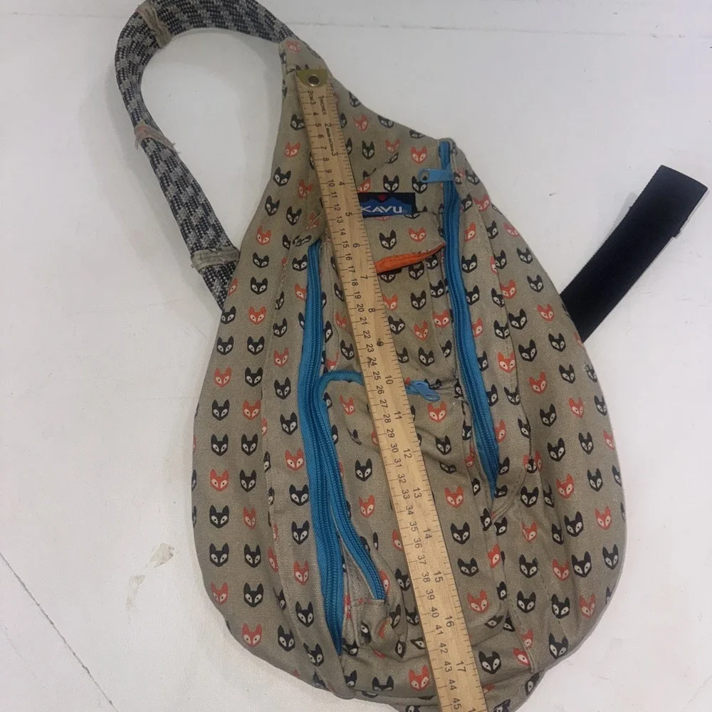 KAVU Cattitude Cats Orange Black Fox Hiking Outdoor Gorpcore Rope Sling Bag